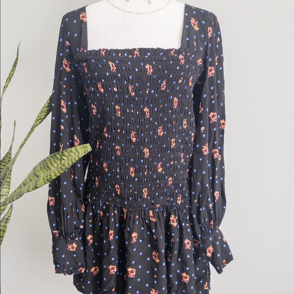 NWOT Mini Smocked Dress with Bishop Sleeves